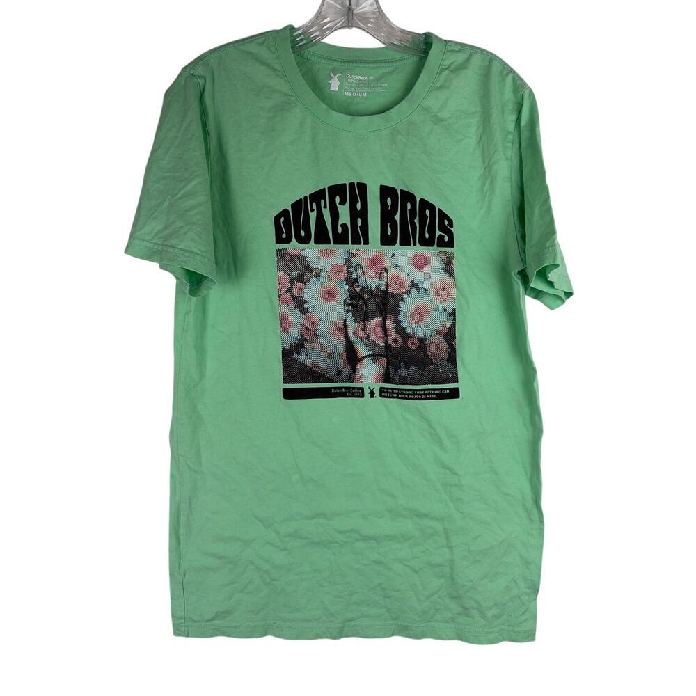 Dutch Bros T-Shirt Medium Green Short Sleeve Top Coffee